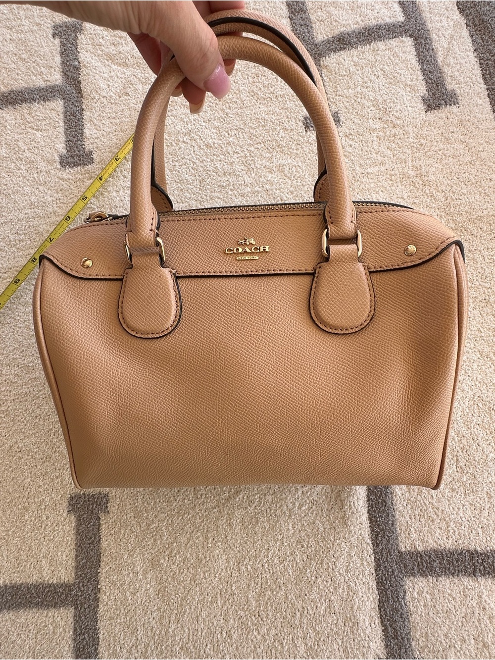 Coach Tan Pebbled Leather Mini Satchel with Gold Hardware - Picture 1 of 13